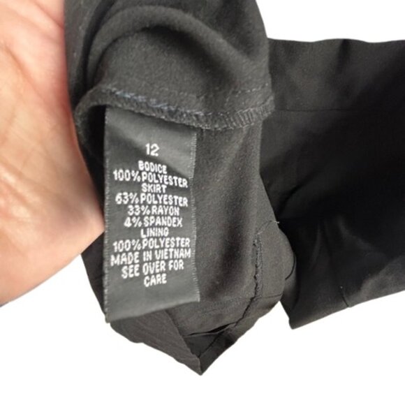 AGB Cocktail Bodycon Dress 12 Puffy Short Sleeve Sequin Snake Skin Black White - Picture 4 of 7